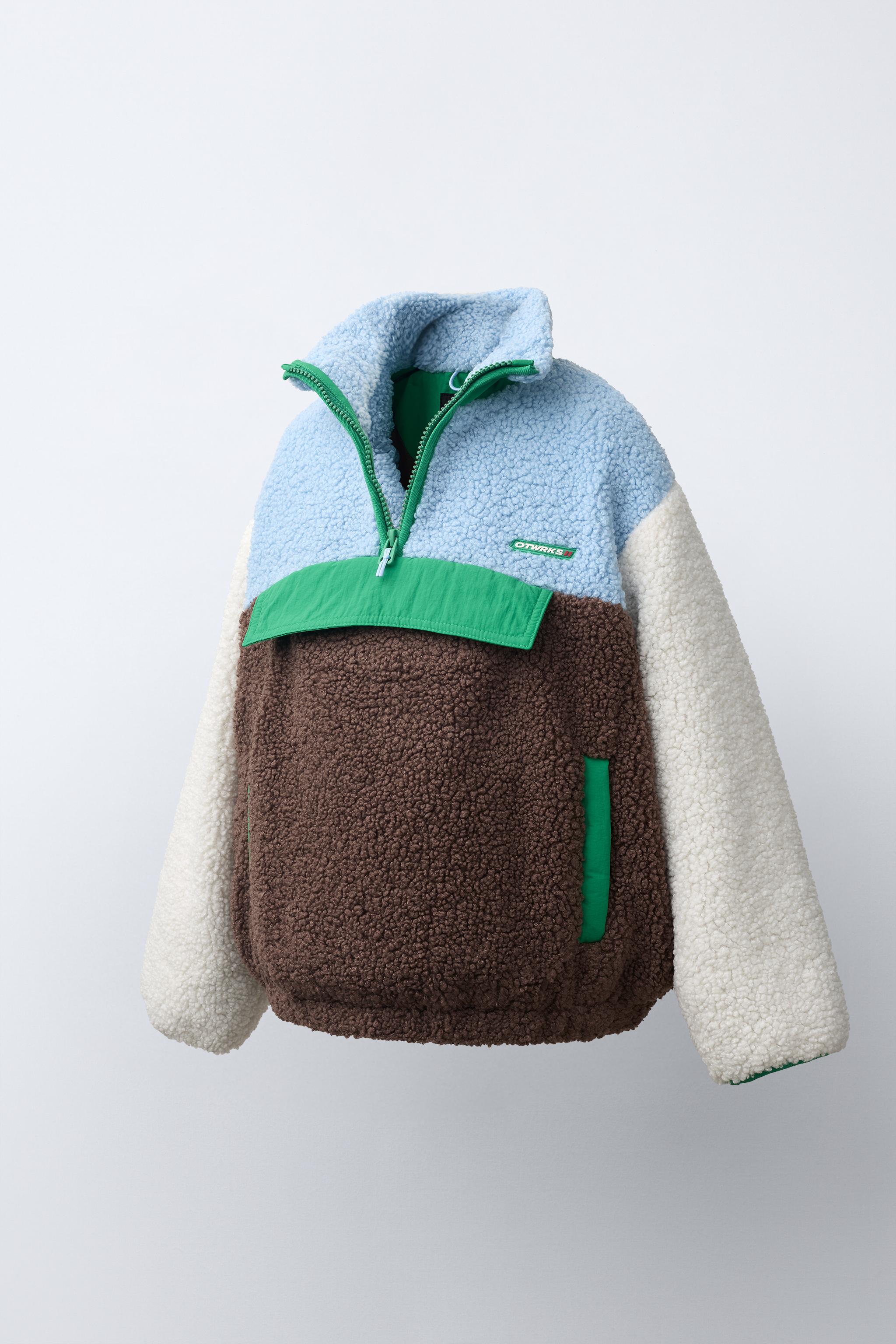 BLOUSON KANGOUROU DAIM COULEUR BLOCK
