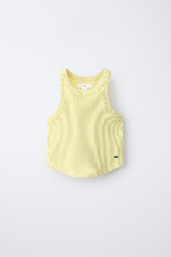 RIBBED RACERBACK T-SHIRT - Yellow by Zara - Image 0
