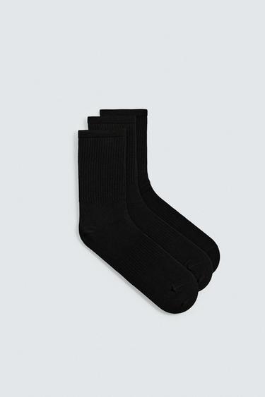 Zara THREE-PACK OF BASIC RIBBED SOCKS - Black