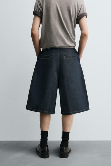 PLEATED RELAXED FIT DENIM BERMUDA SHORTS - Blue by Zara - Image 2