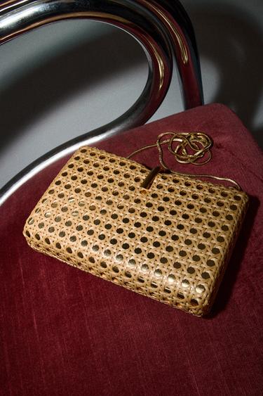 Zara METALLIC RIGID BOX BAG - Gold