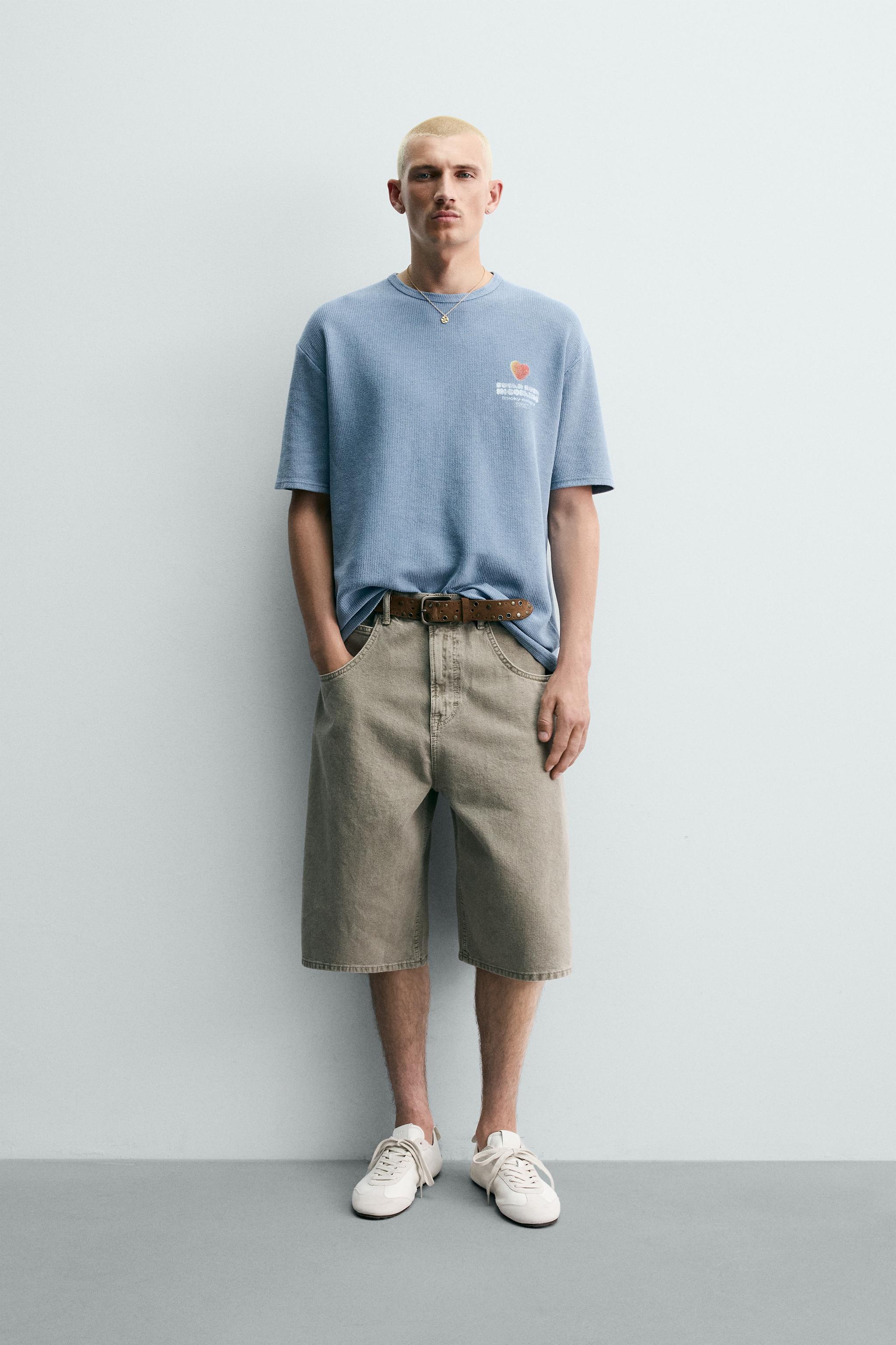 ふんわりとしたそら グミプリントウォッシュドニットTシャツ - ウォッシュ空色 | ZARA