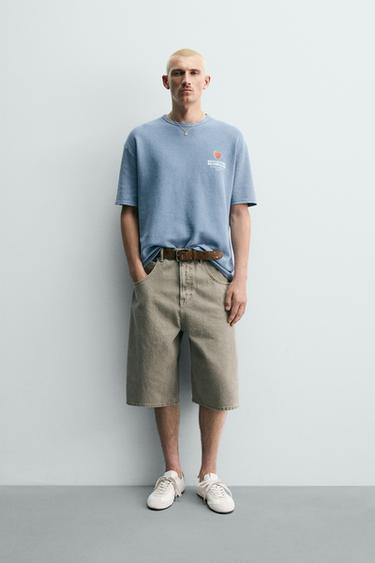 Zara WASHED KNIT GUMMY PRINT T-SHIRT - Faded sky blue - Image 0