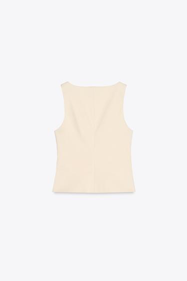 BUTTON-UP TOP - Beige by Zara - Image 5