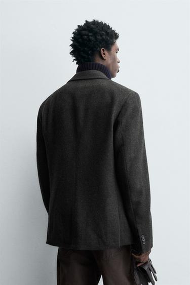 HERRINGBONE TEXTURED BLAZER - Green by Zara - Image 2