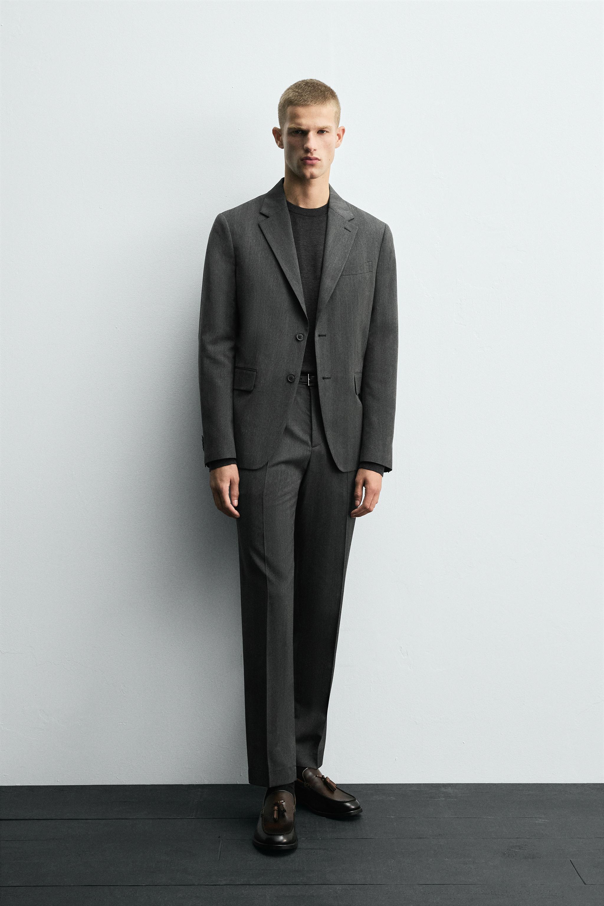 スーツ 308755 HERRINGBONE SUIT BLAZER - Anthracite Gray | ZARA United States