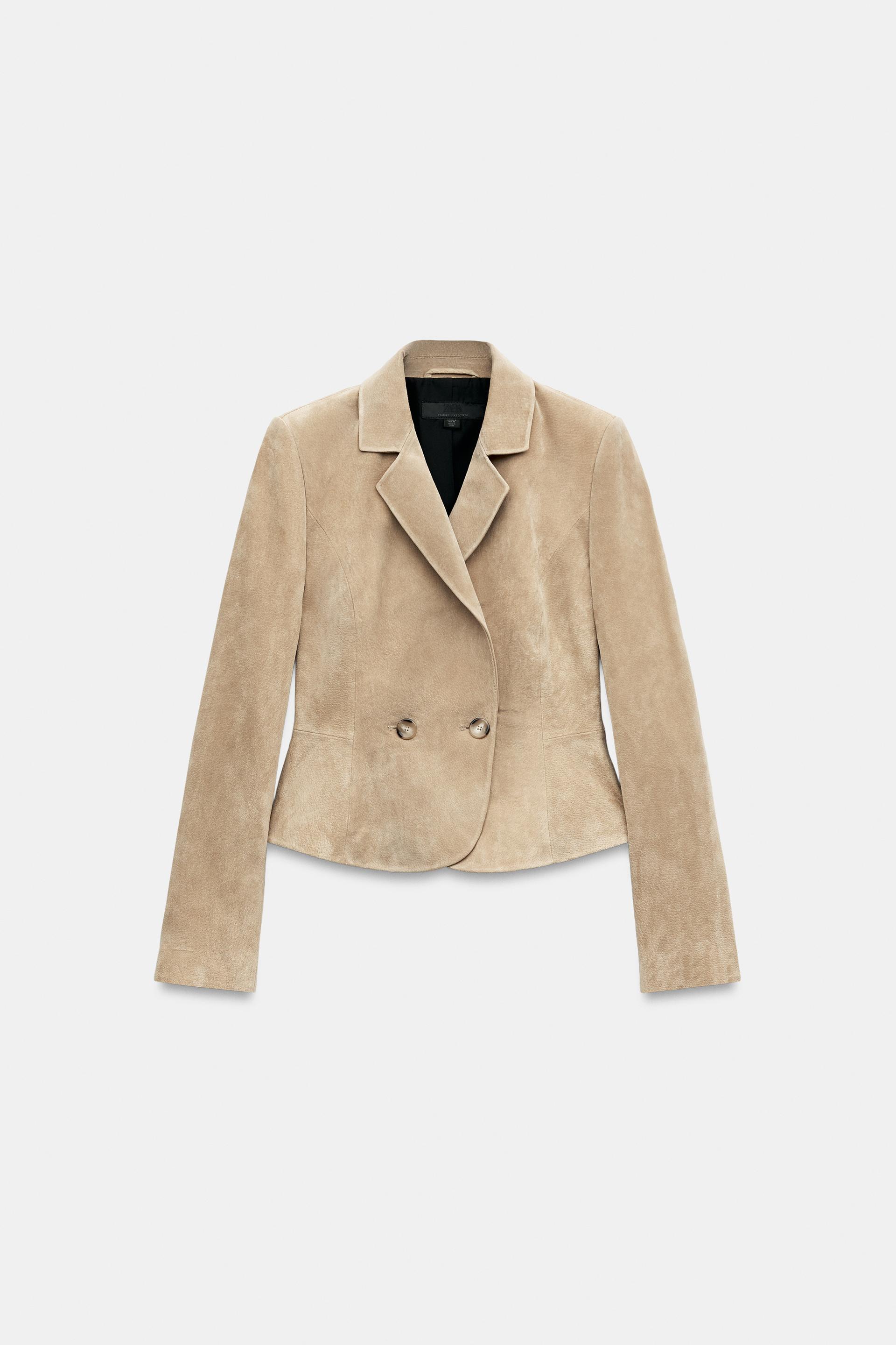 Cropped Blazer With Shoulder Pads 100% Leather