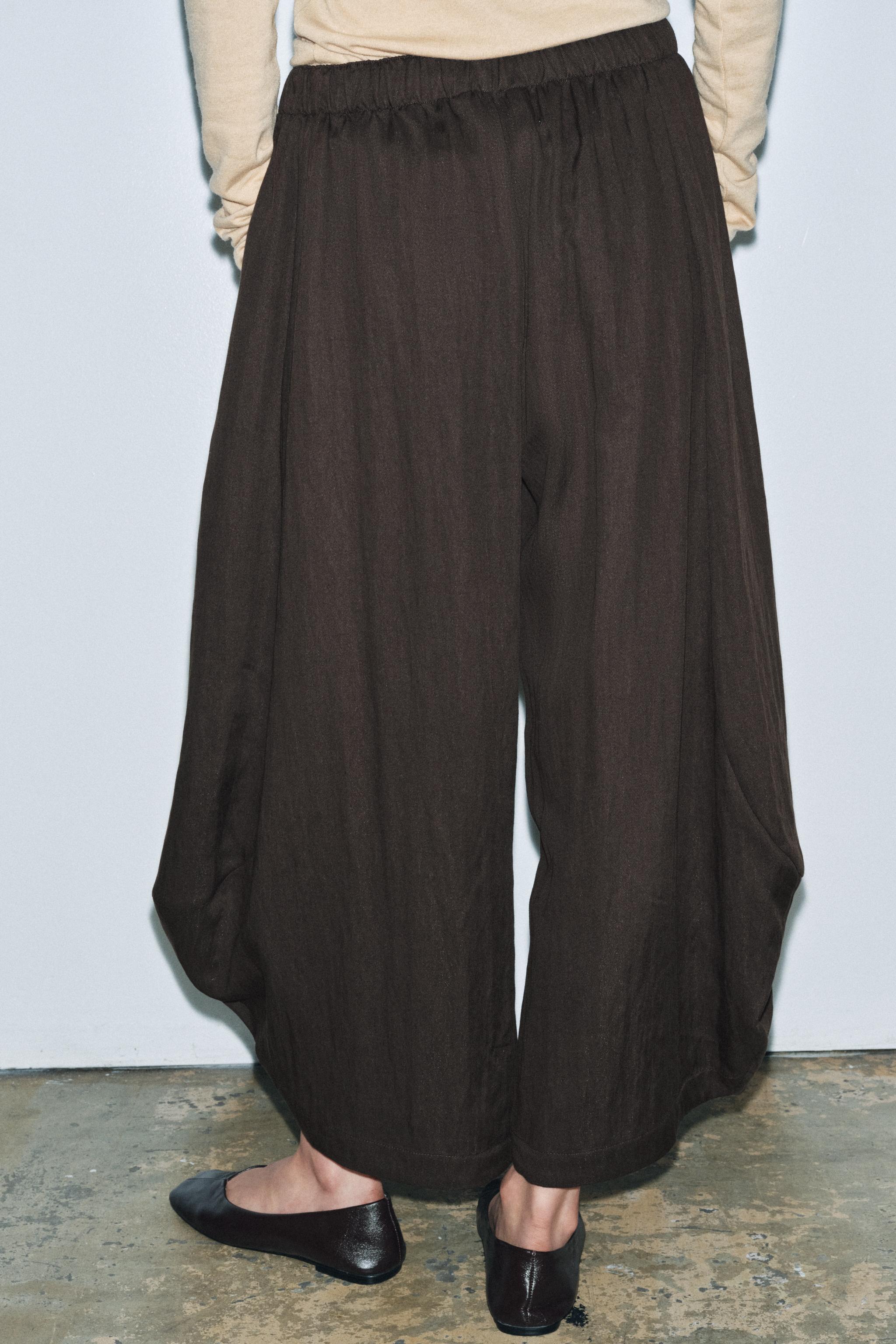 TEXTURED WIDE LEG PANTS ZW COLLECTION