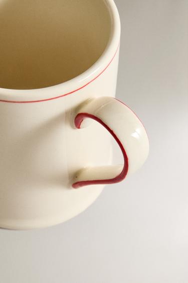 STONEWARE MUG WITH CHRISTMAS MOTIF - White / Red by Zara - Image 2
