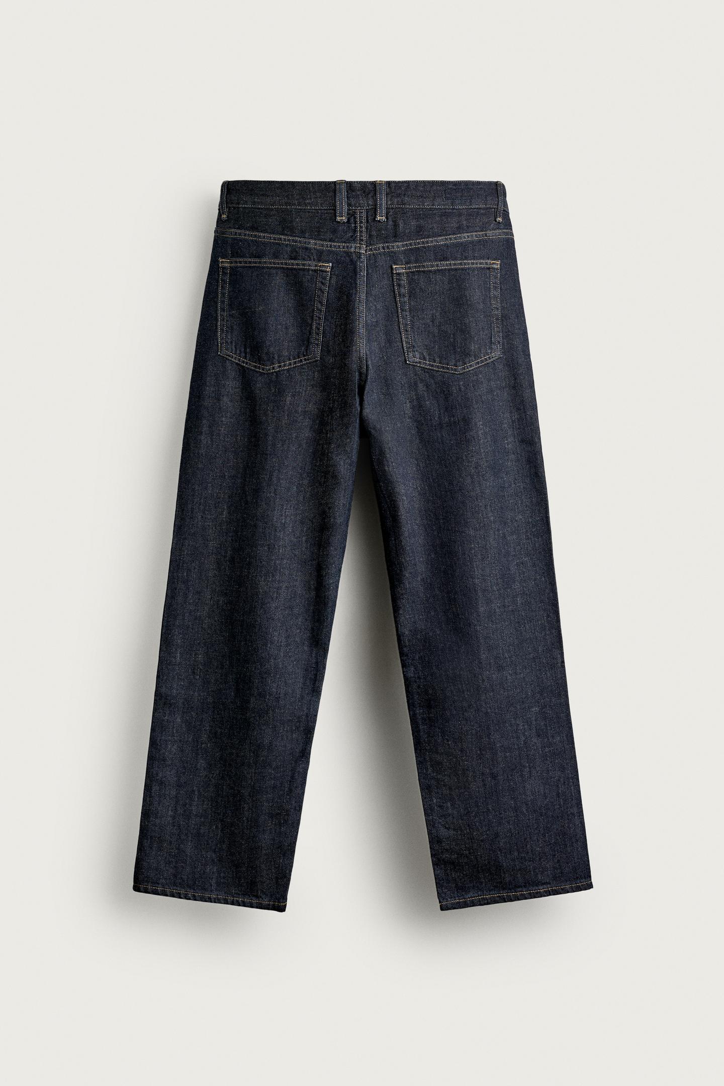 Мужские джинсы Zara Straight Fit, цвет: Тёмный индиго — фото 8