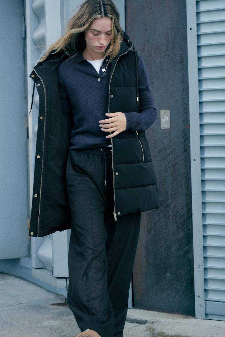 Puffer Vest Steppweste Von Zara Zara Steppweste Lang Schwarze