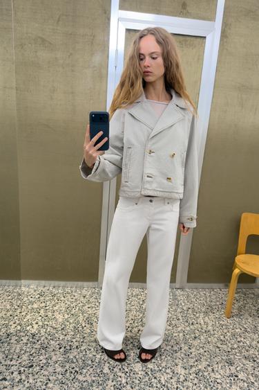 WASHED HERRINGBONE JACKET - Blue / Grey by Zara