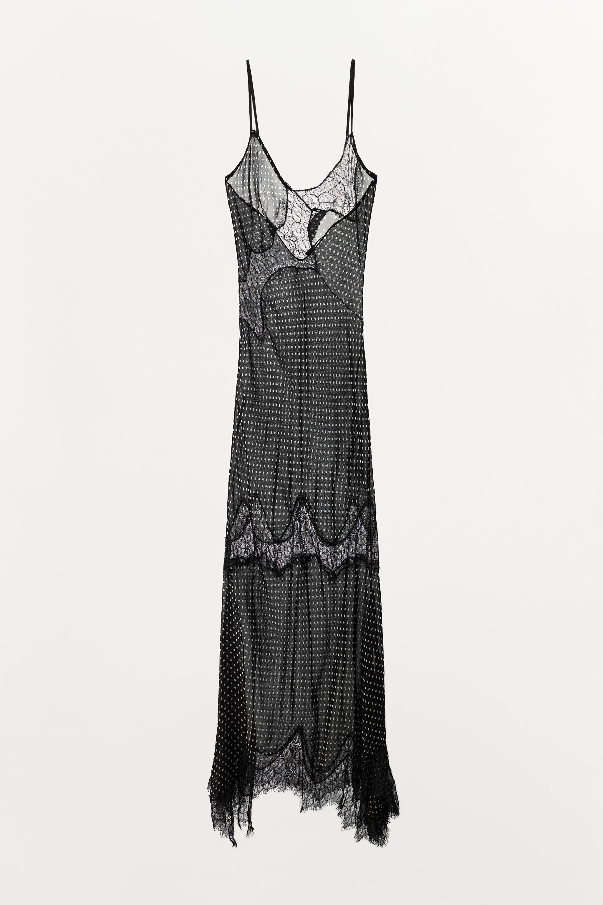 ROBE IMPRIMÉE À POIS ET DENTELLE