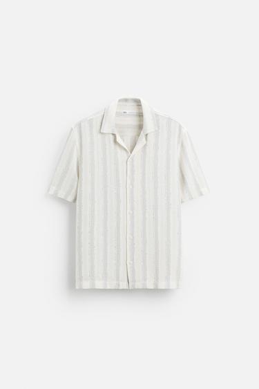 STRIPED TEXTURED SHIRT - Grey by Zara
