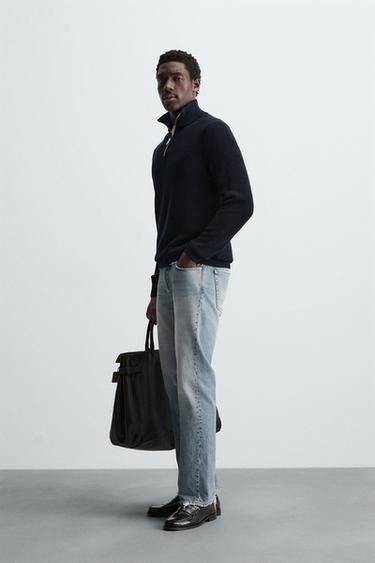 PURL KNIT SWEATER WITH ZIP - Navy blue by Zara - Image 3