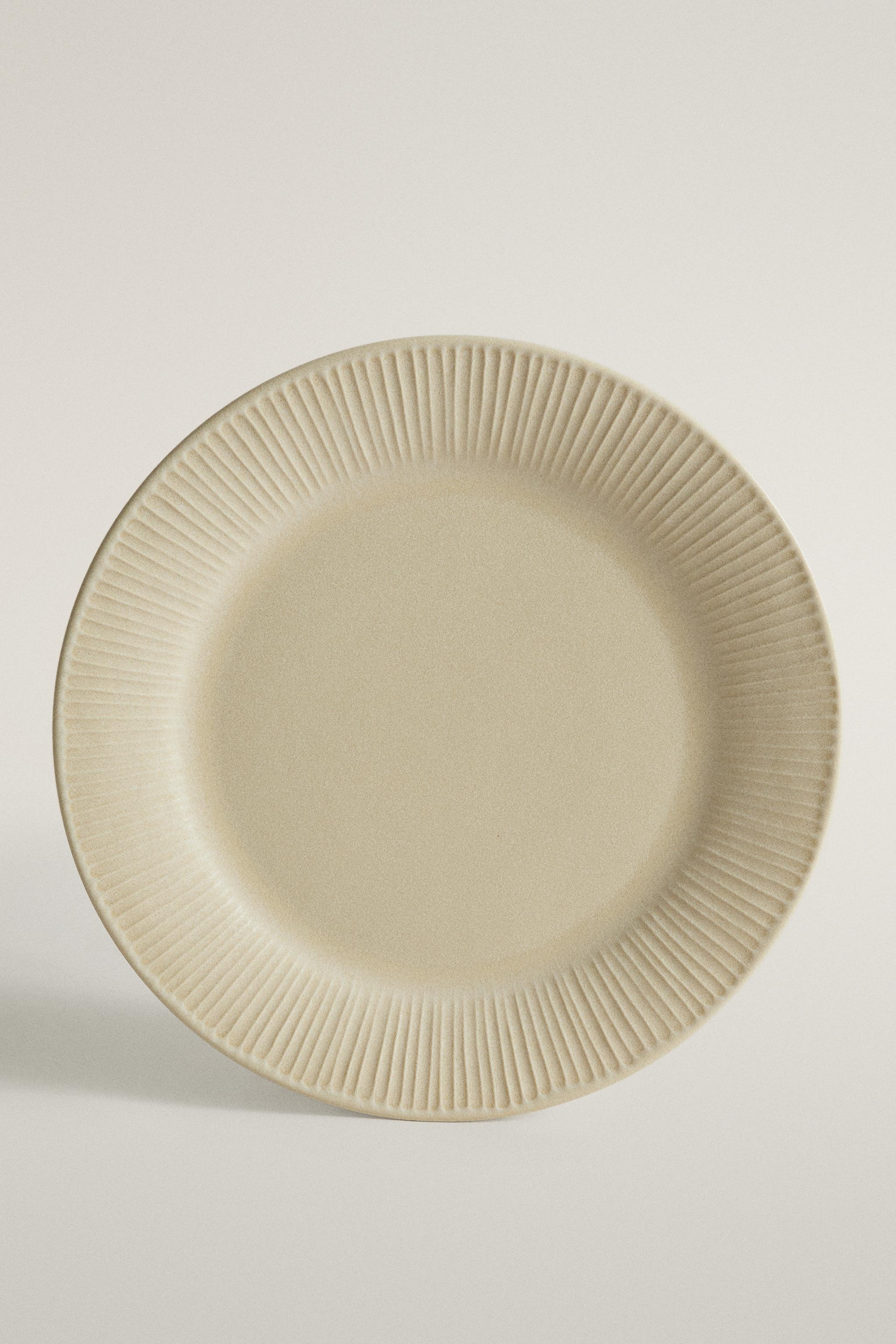 ASSIETTE PLATE GRÈS RAYÉ