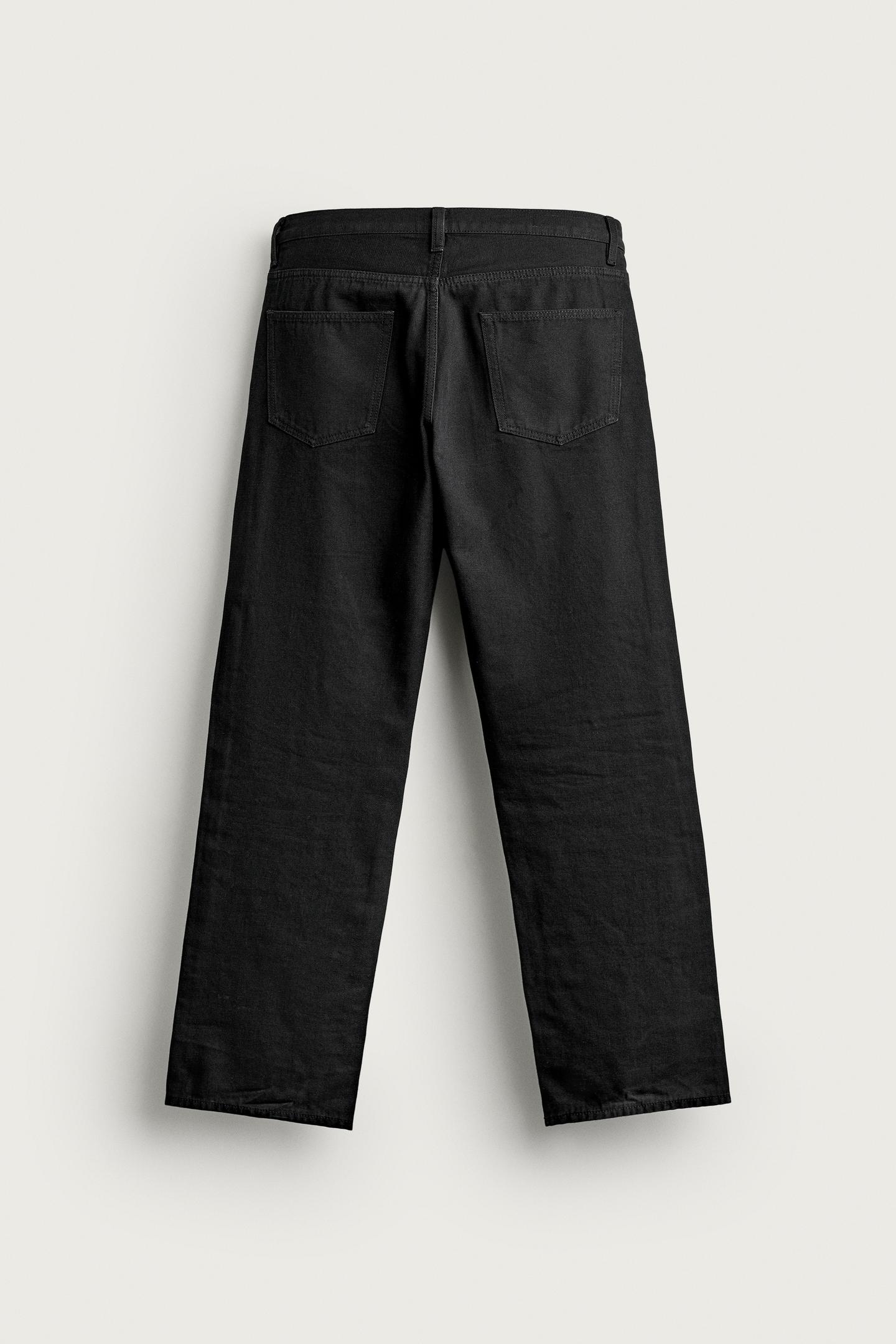 Мужские джинсы Zara Low-Rise Slim Straight-Fit, цвет: Чёрный — фото 7