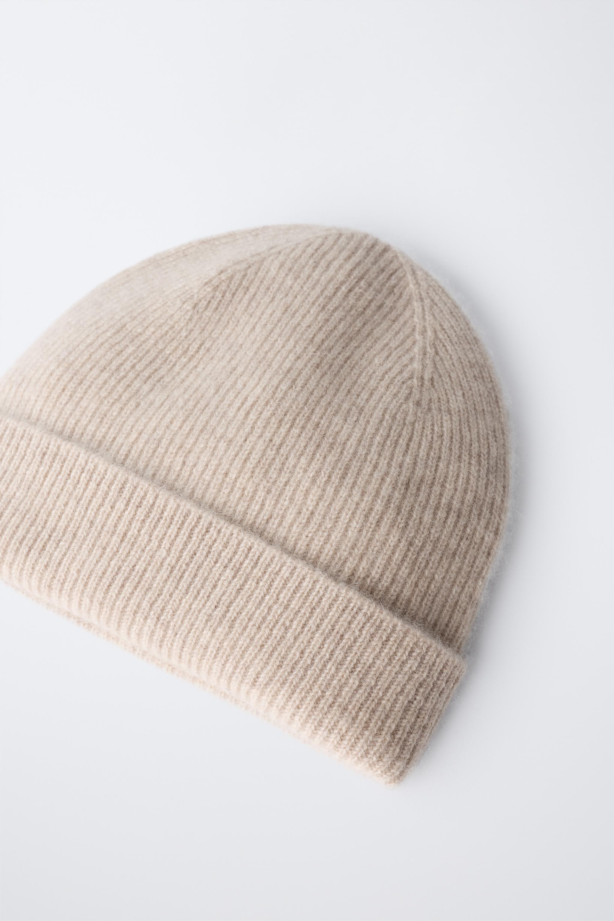 カシミヤ100% リブニットビーニー - ブルーマール | ZARA Japan