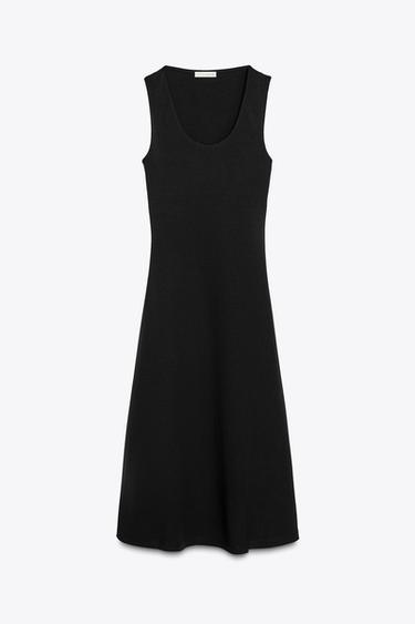 ROBE MI-LONGUE INTERLOCK - Noir de Zara
