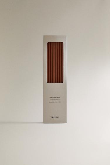PACK OF THIN TOFFEE-COLOURED DECORATIVE CANDLES (PACK OF 10) - Toffee by Zara - Image 3