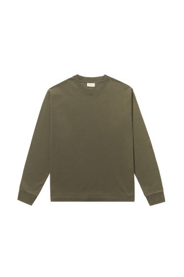 ФУТБОЛКА СЕРЕДНЬОЇ ЩІЛЬНОСТІ З ДОВГИМИ РУКАВАМИ - Brown / Green Zara