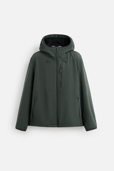 JAQUETA TÉCNICA COM CAPUZ - Verde-garrafa-escuro da Zara