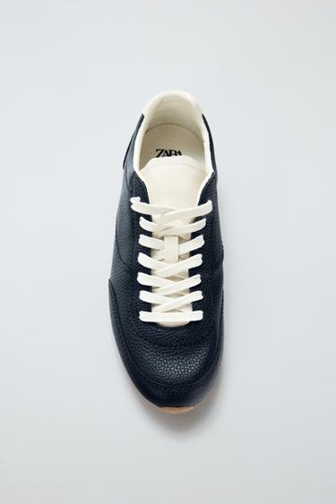 CONTRAST LEATHER TRAINERS - Black by Zara