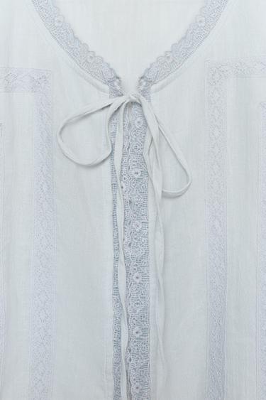 EMBROIDERED GAUZE SHIRT - Pastel blue by Zara - Image 5