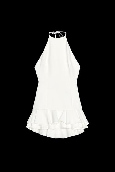 MINIKLEID MIT NECKHOLDER UND VOLANTS - Cremefarben von Zara - Bild 0