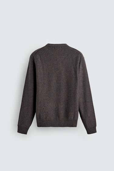 BUTTON-UP V-NECK SWEATER - Brown by Zara - Image 7