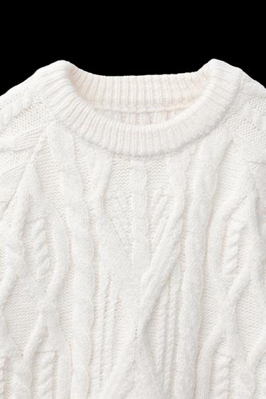 CABLE-KNIT SWEATER - Ecru by Zara