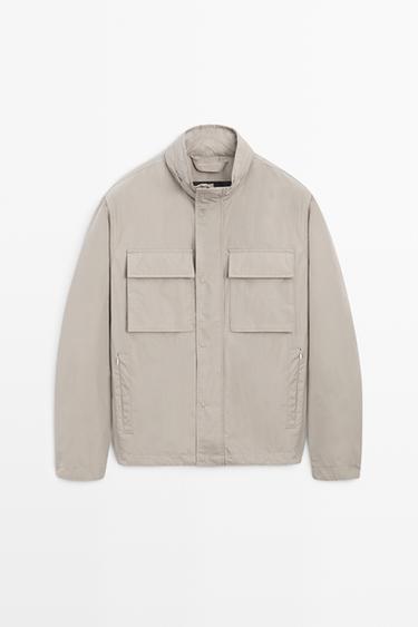 Zara Technical fabric jacket with pocket details - Gray marl - Image 0