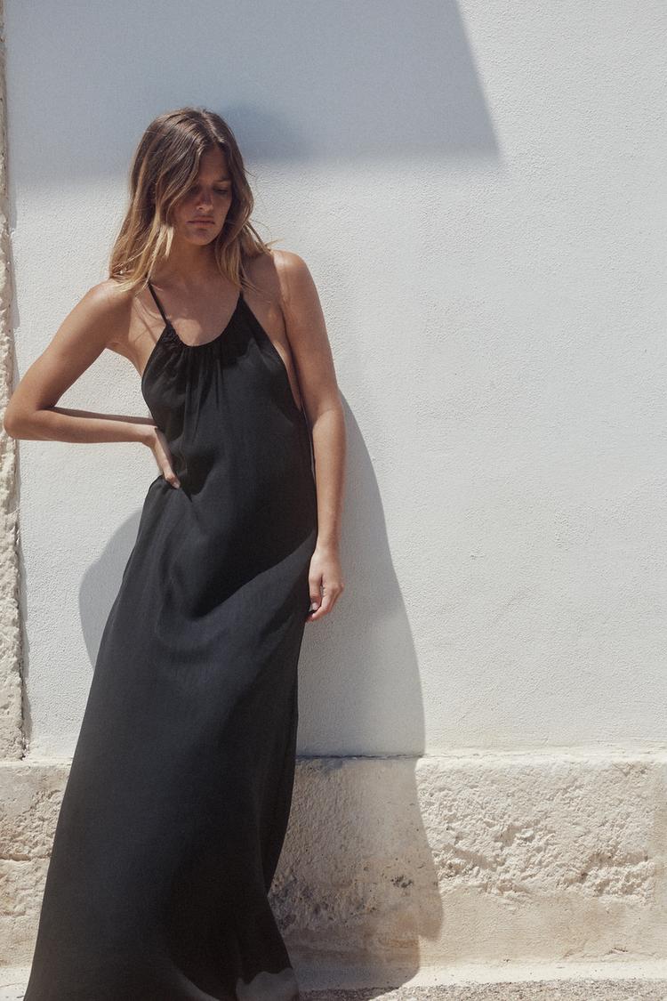 HALTERNECK DRESS WITH GATHERS Black ZARA New Zealand