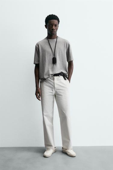 Zara MEDIUM WEIGHT SHORT SLEEVE T-SHIRT - Gray marl - Image 0