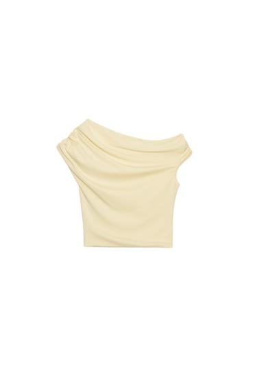 ASYMMETRIC DRAPED TOP - Yellow by Zara