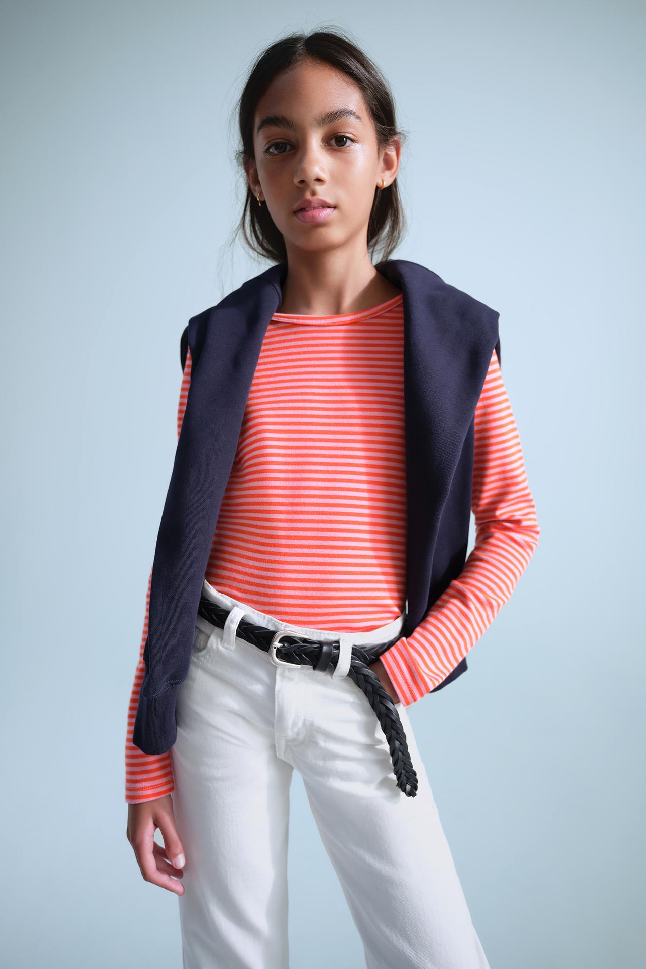 0FR. PARIS X ZARA STRIPED MODAL T-SHIRT — Red