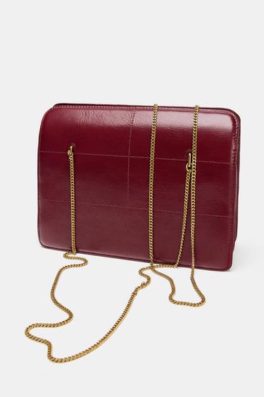 LEATHER SHOULDER BAG - Red by Zara