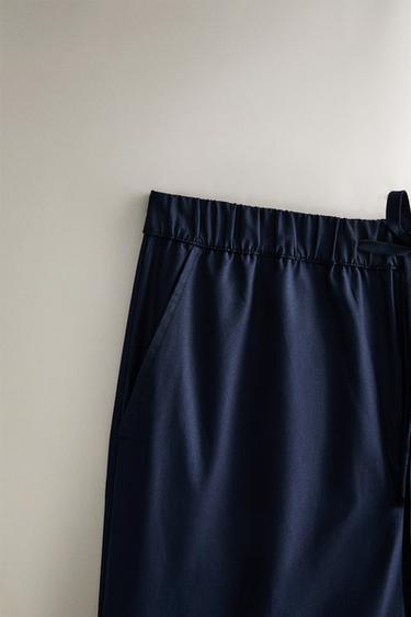 PANTALON POPELINE - Bleu marine de Zara - Image 1