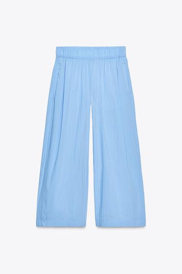 PANTALON POPELINE PINCES ZW COLLECTION - Bleu de Zara - Image 5