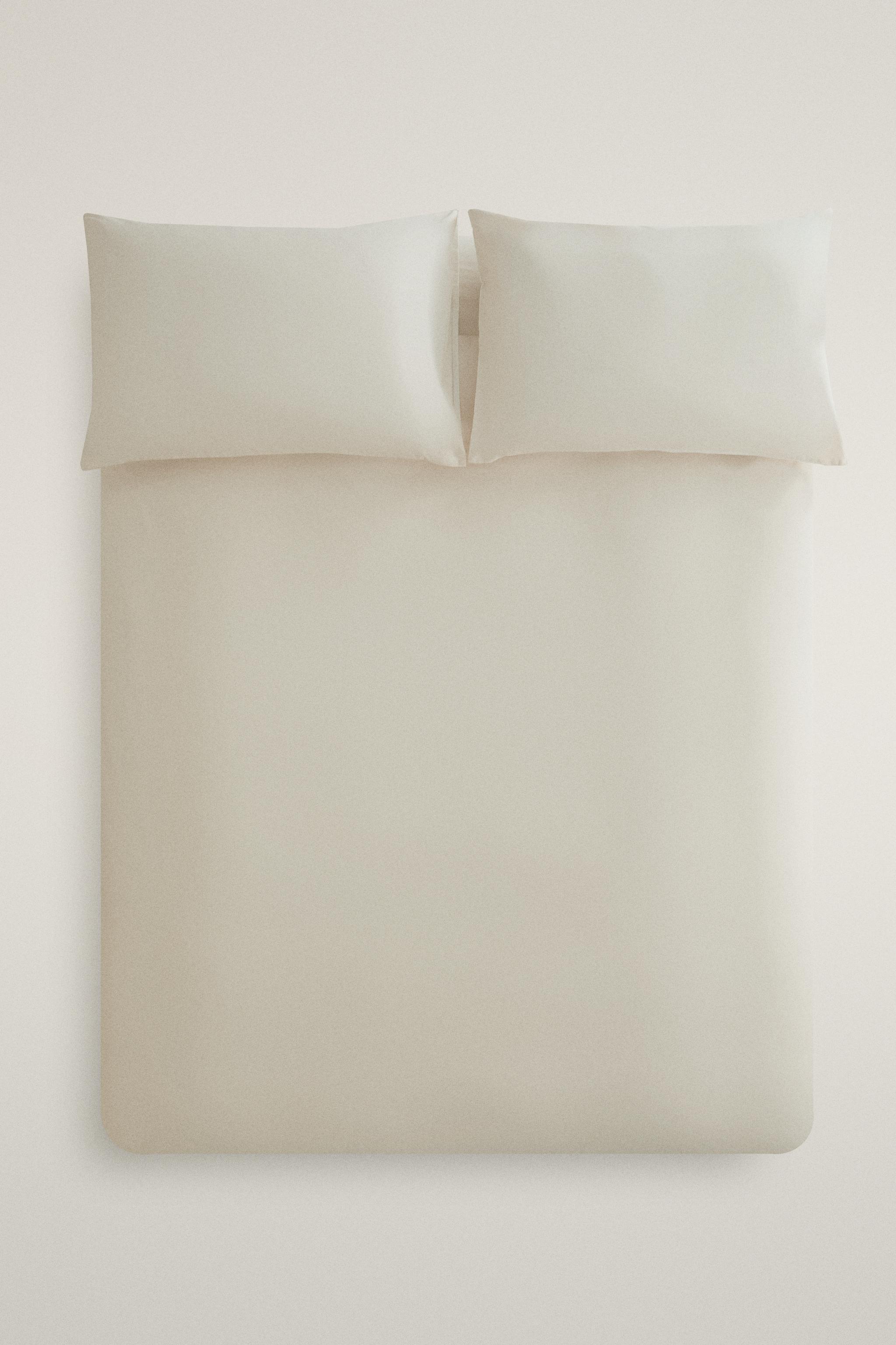 REVERSIBLE PERCALE BEDDING SET (200 THREAD COUNT) — Ecru
