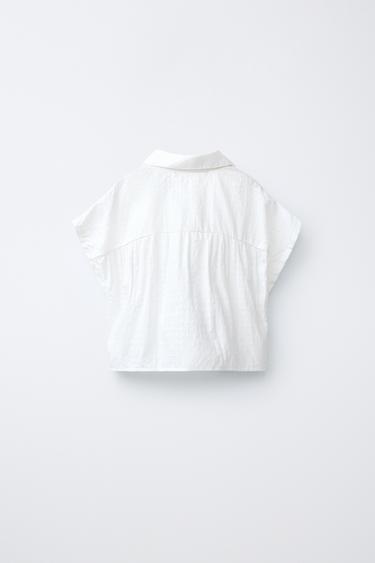 CHEMISE À NŒUD ET PIÈCE CŒUR - Blanc cassé de Zara - Image 1