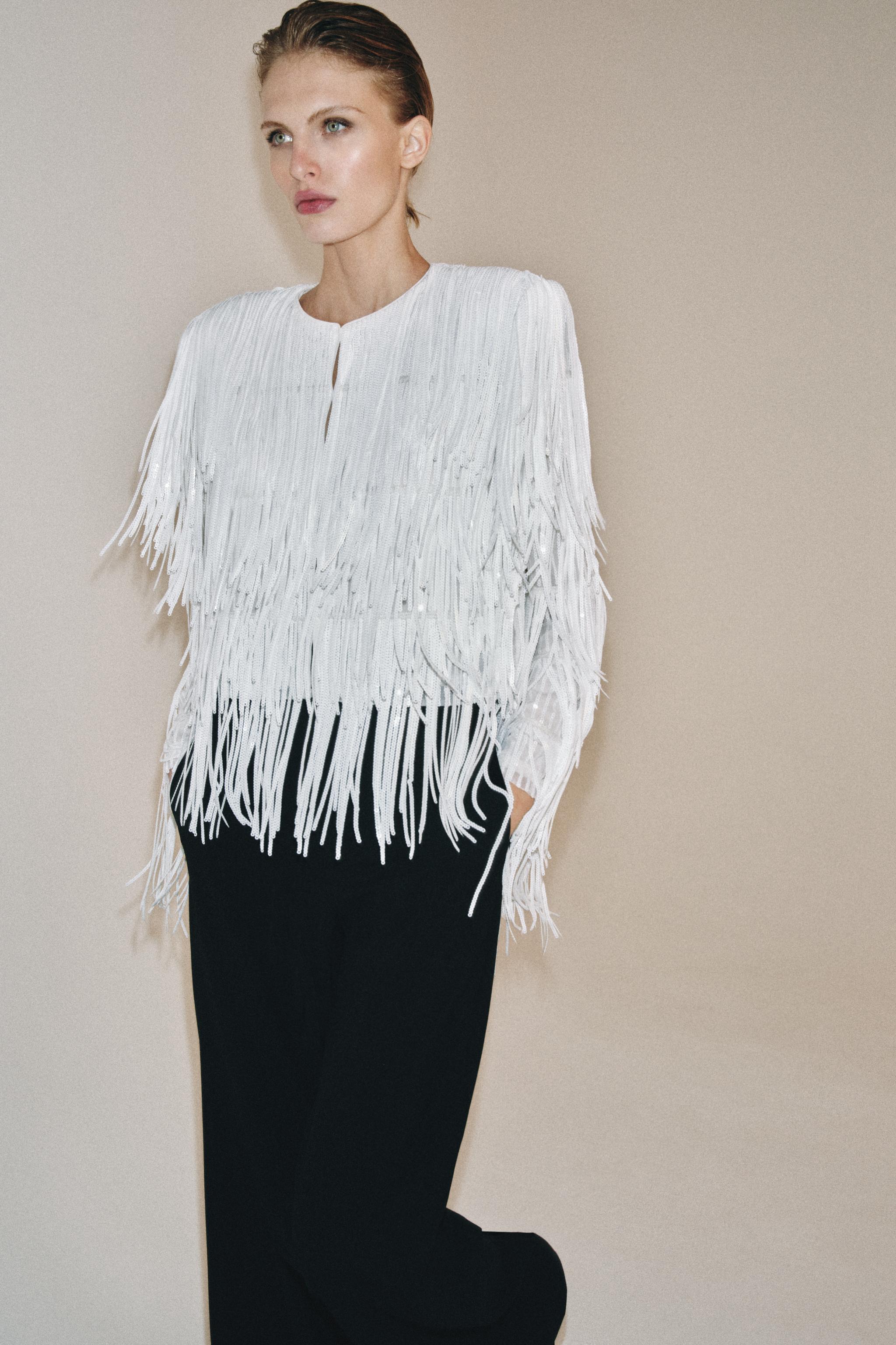 ZW COLLECTION SEQUIN FRINGE JACKET