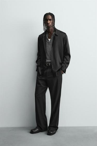 CHEMISE SATINÉE COUPE DÉCONTRACTÉE - Noir de Zara