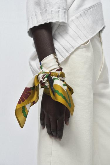 FOULARD IMPRIMÉ 100% SOIE - Écru de Zara - Image 1