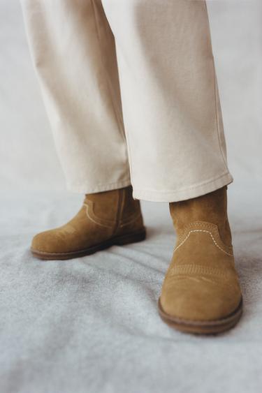 BOTTES COW-BOY EN CUIR - Marron de Zara
