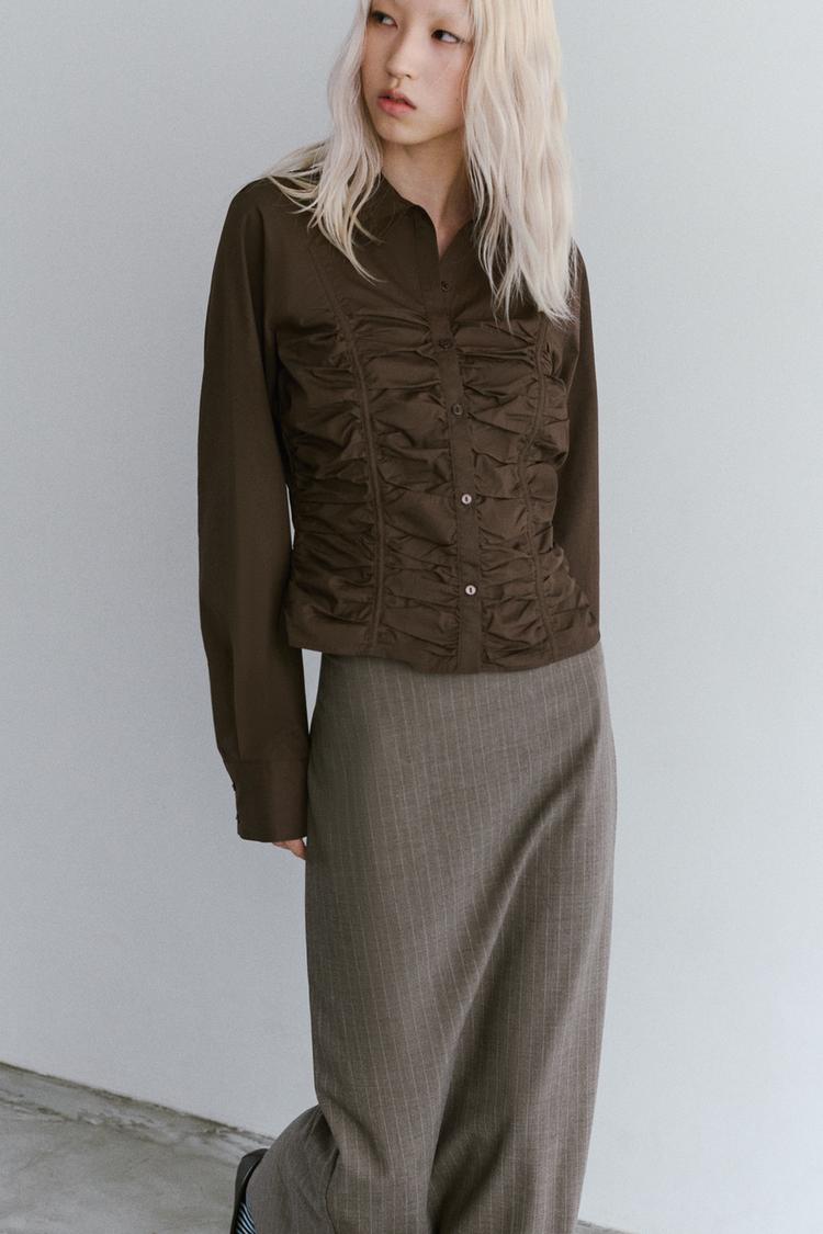 POPLIN GATHERED SHIRT
