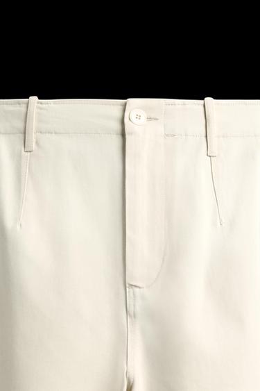TWILL TEXTURED TROUSERS WITH BELT - Ecru by Zara