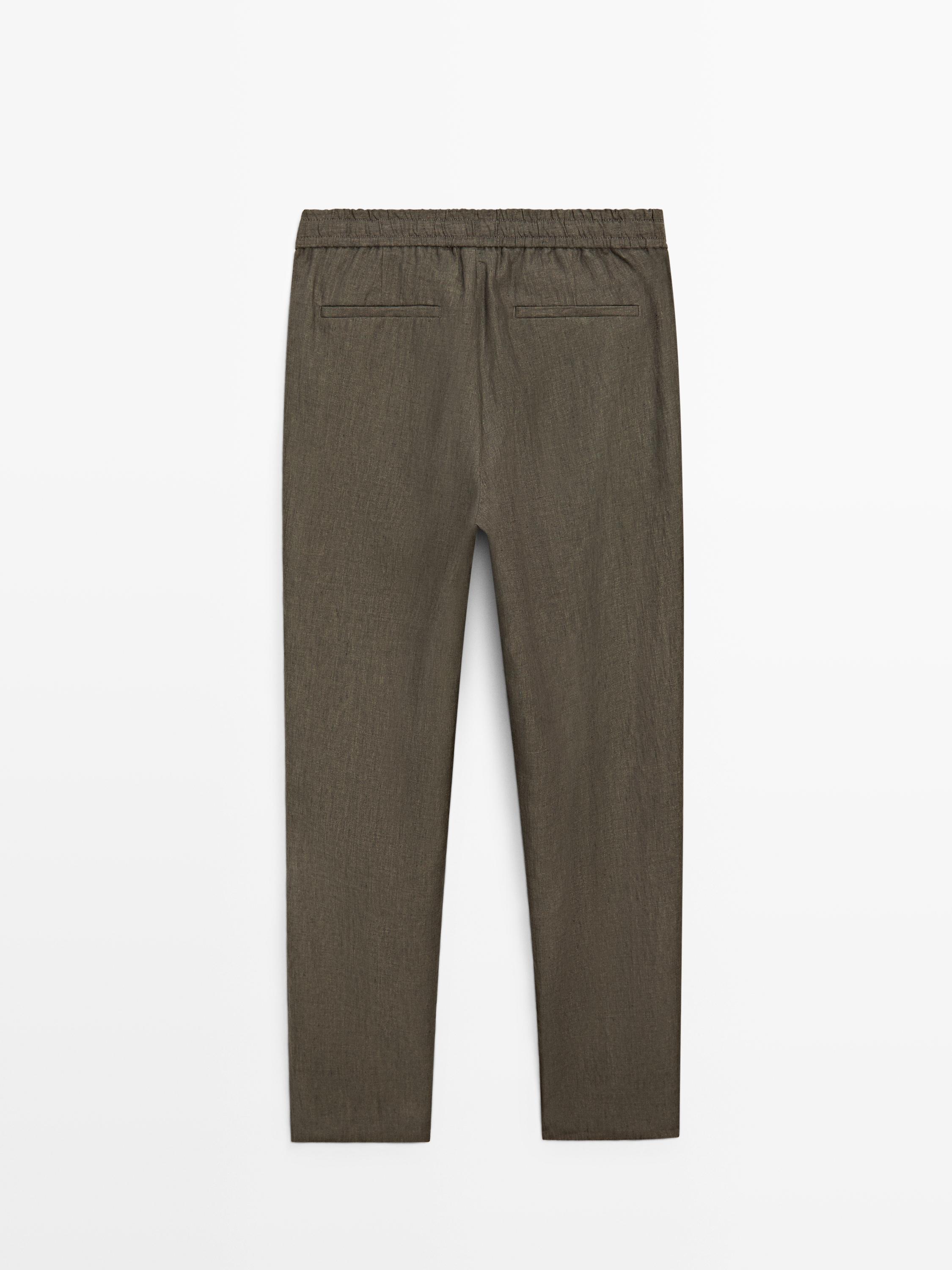 100% linen jogger fit trousers