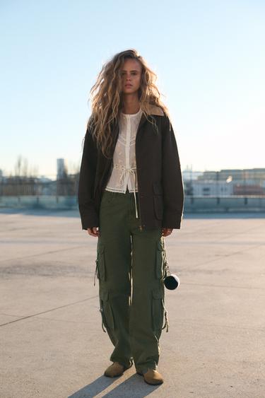 Zara CONTRAST COLLAR JACKET - Brandy - Image 0