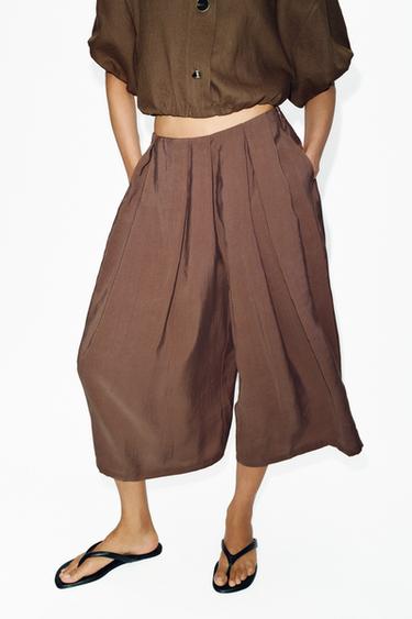 LONG FLOWING BERMUDA SHORTS - Mocha by Zara - Image 1